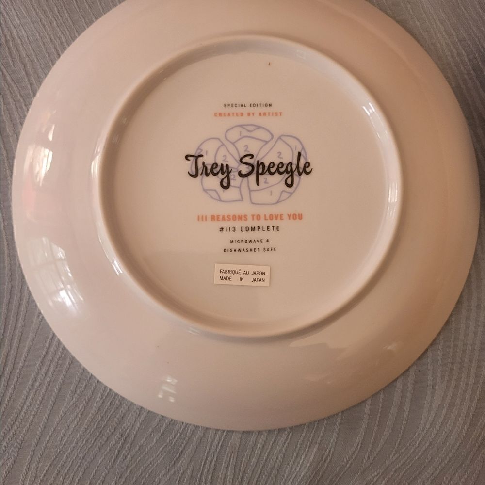 NWT 2 Anthropologie Trey Speegle Salad Plates 111 Reasons To Love You 113 Tender - Picture 2 of 5